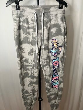 Tom and Jerry Gray Tie-Dye Kids Joggers with Character Graphic